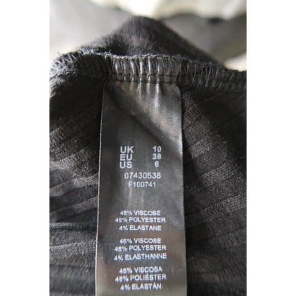 ASOS Black Maxi Dress Women's Size 6 Asymmetrical Tiered Long Sleeve Scoop Neck - Picture 9 of 9